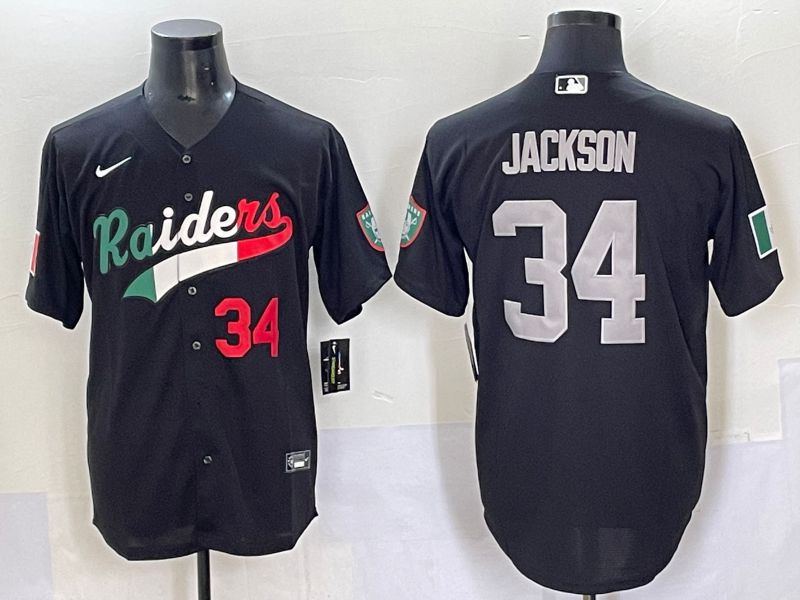 Men 2025 Oakland Raiders #34 Jackson Black Joint Name Nike Limited NFL Jersey style 70